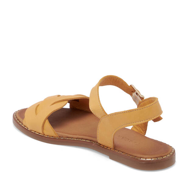 Sarı Deri Kadın Sandalet - K25Y1SN67885-J63 - 2