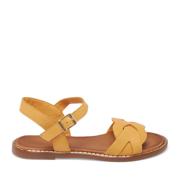 Sarı Deri Kadın Sandalet - K25Y1SN67885-J63 - 3