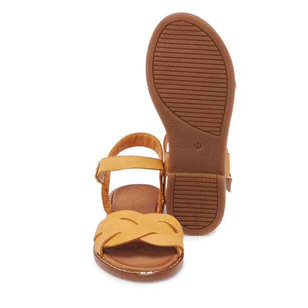 Sarı Deri Kadın Sandalet - K25Y1SN67885-J63 - 4