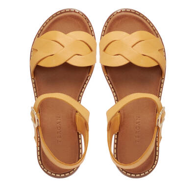 Sarı Deri Kadın Sandalet - K25Y1SN67885-J63 - 5