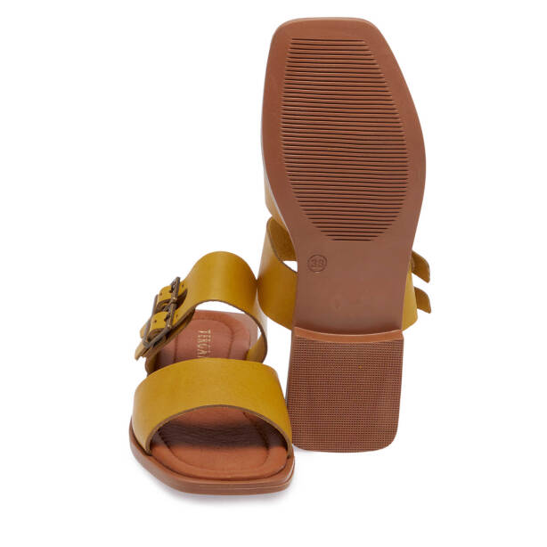 Sarı Hakiki Deri Kadın Terlik - K25Y1TR67785-J63 - 4
