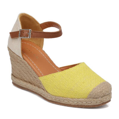 Sarı Deri-Tekstil Kadın Sandalet - K24Y1SN67417-R66 - 1
