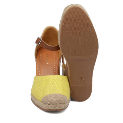 Sarı Deri-Tekstil Kadın Sandalet - K24Y1SN67417-R66 - 4