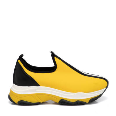  Sarı Deri-Tekstil Kadın Sneaker - K21I1AY65421-Q0A - 3
