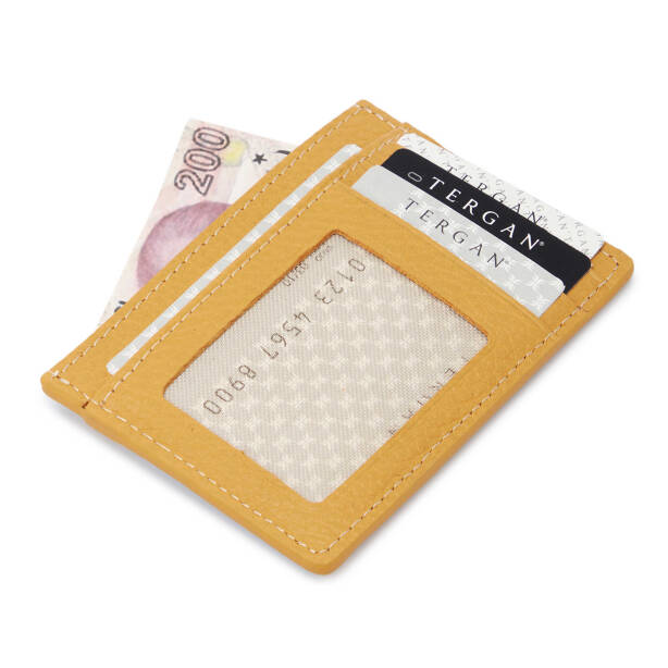 Sarı Deri Unisex Kredi Kartlık - S1KK00001676-H28 - Tergan