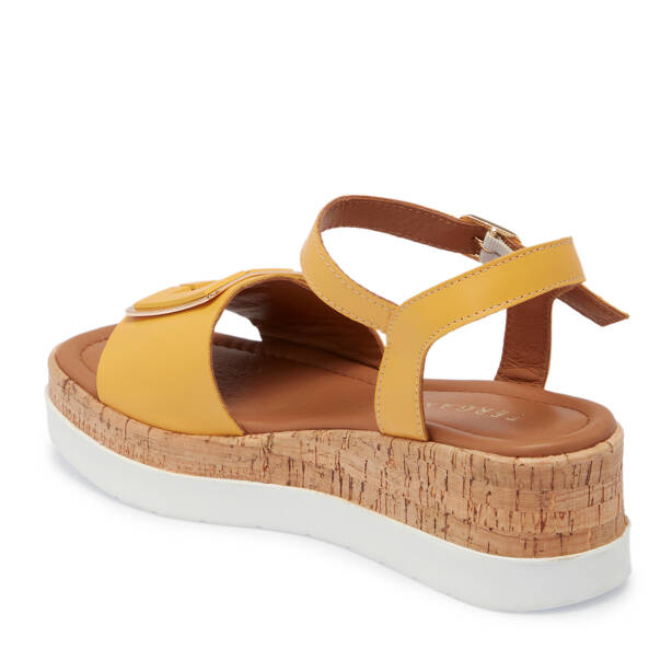 Sarı Hakiki Deri Kadın Sandalet - K26Y1SN68479-Q0I - 2