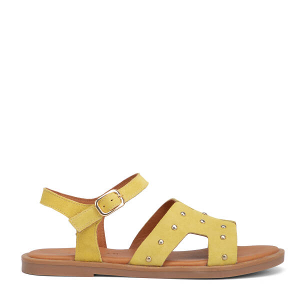 Sarı Hakiki Süet Deri Kadın Sandalet - K26Y1SN68602-U28 