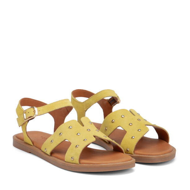 Sarı Hakiki Süet Deri Kadın Sandalet - K26Y1SN68602-U28 - 2