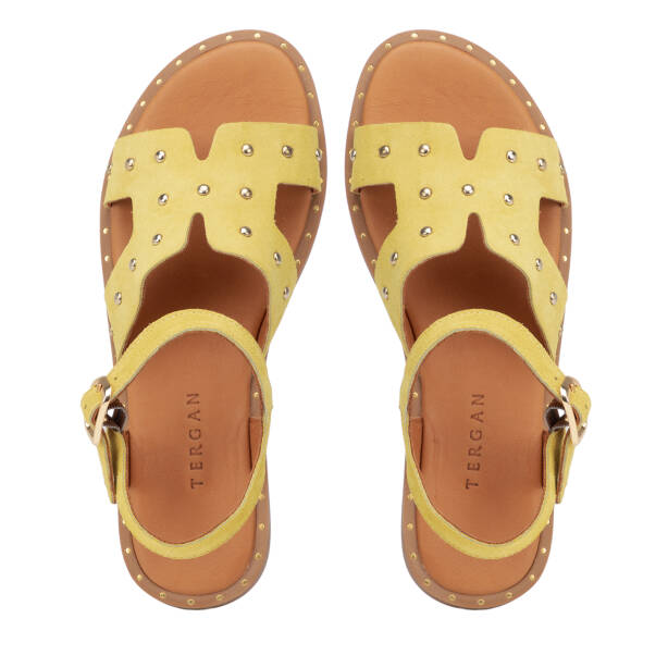 Sarı Hakiki Süet Deri Kadın Sandalet - K26Y1SN68602-U28 - 5