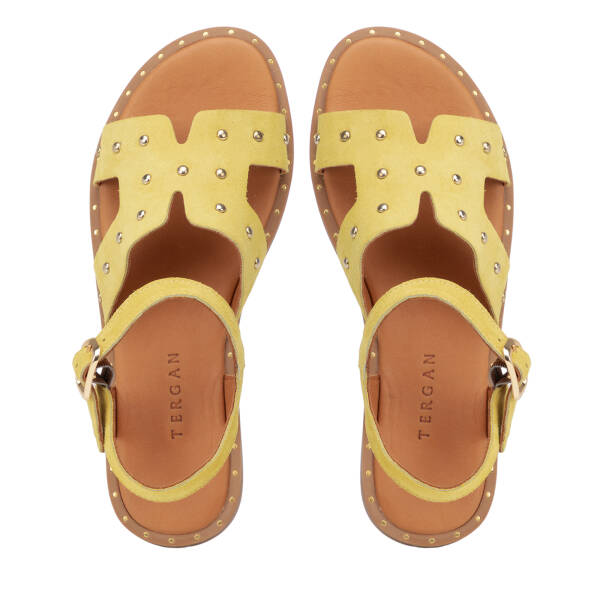 Sarı Hakiki Süet Deri Kadın Sandalet - K26Y1SN68602-U28 - 5