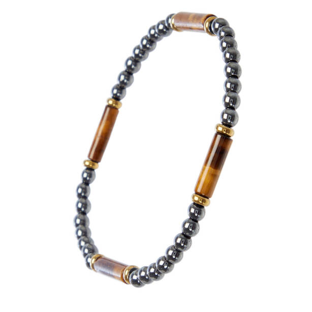 Sarı Kaplangözü-Hematit Erkek Bileklik - E1BLK0410453-R3X - 2