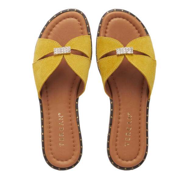 Sarı Hakiki Süet Deri Kadın Terlik - K25Y1TR67779-U28 - 5