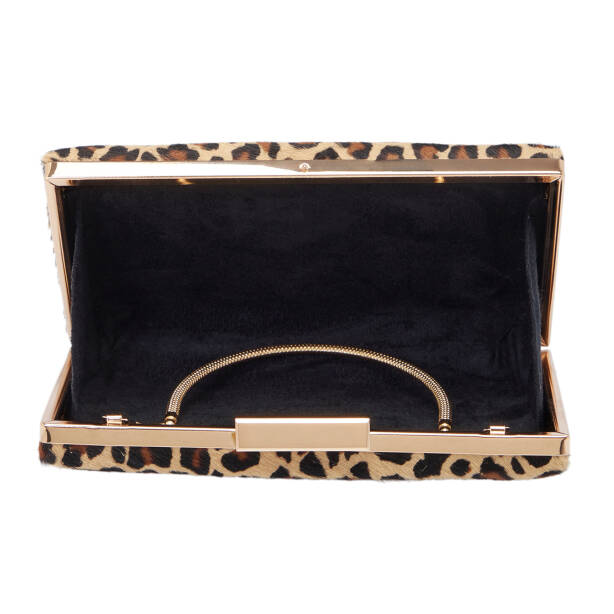 Sarı Tekstil Leopar Kadın Abiye Çanta - S25K1AB07929-T71 - 4