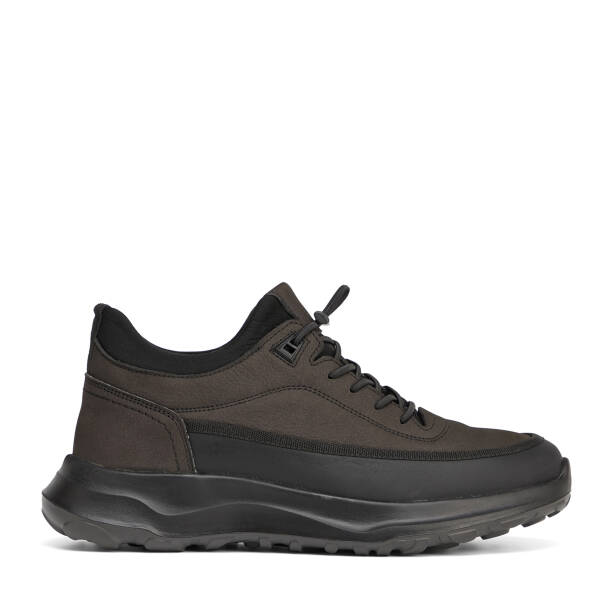 SİYAH-DERİ / ANTRASİT-NUBUK Hakiki Nubuk Deri Erkek Sneaker - E26S1AY57834-V4Q - 1