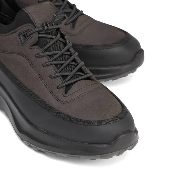 SİYAH-DERİ / ANTRASİT-NUBUK Hakiki Nubuk Deri Erkek Sneaker - E26S1AY57834-V4Q - 3