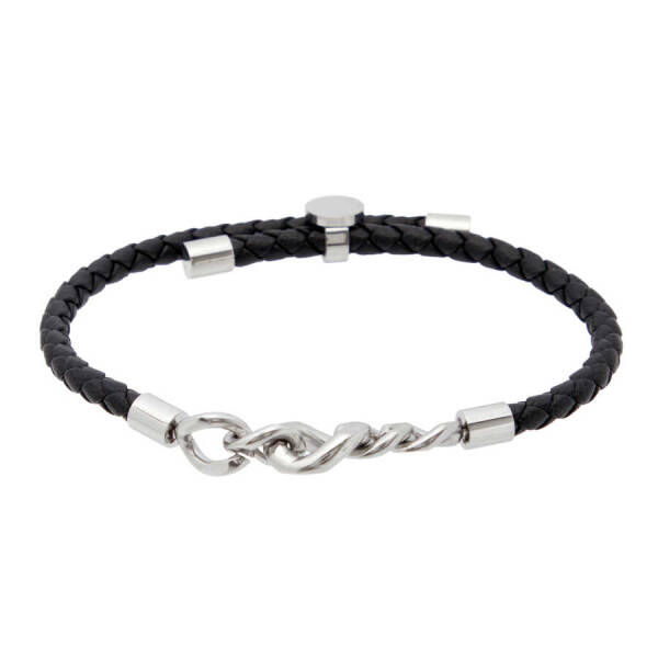 Siyah Deri - Çelik Erkek Bileklik - E1BLK0410310-D62 - 1