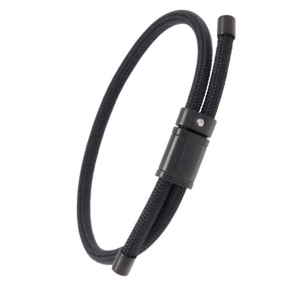 Siyah Deri - Çelik Erkek Bileklik - E1BLK0410450-D62 - 2