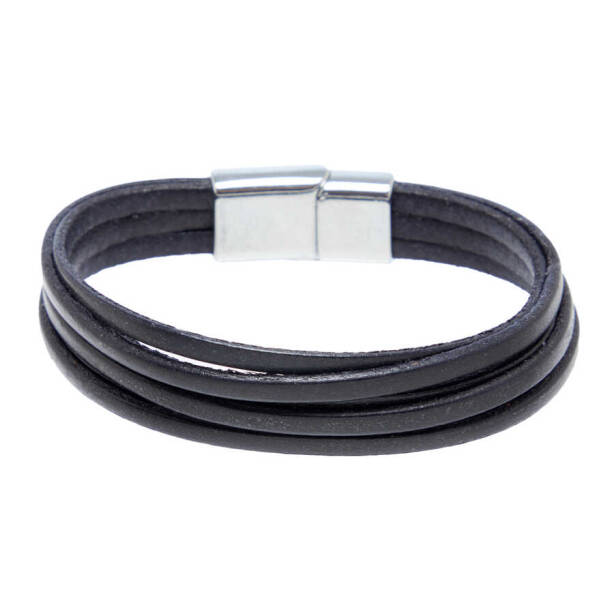 Siyah Deri Erkek Bileklik - E1BLK0410277-D62 