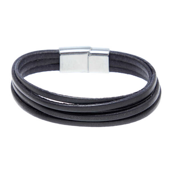 Siyah Deri Erkek Bileklik - E1BLK0410277-D62 - 1