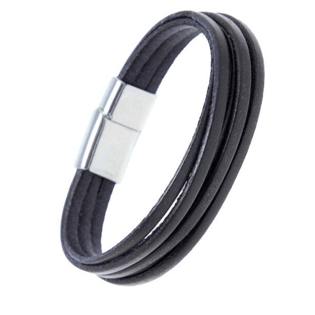 Siyah Deri Erkek Bileklik - E1BLK0410277-D62 - 2