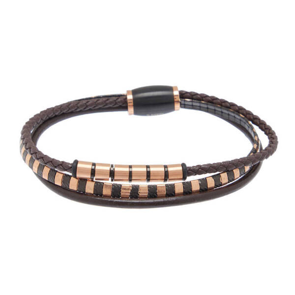 Siyah Deri Erkek Bileklik - E1BLK0410434-N5U - 1