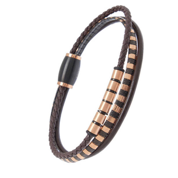 Siyah Deri Erkek Bileklik - E1BLK0410434-N5U - 2