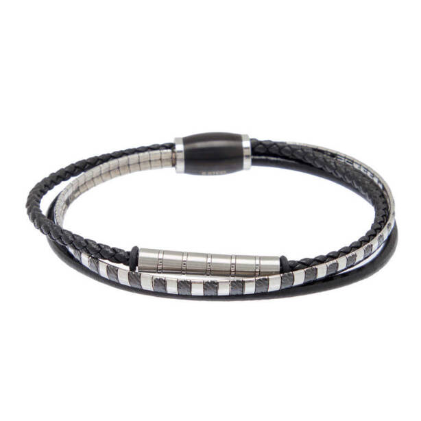 Siyah Deri Erkek Bileklik - E1BLK0410434-U0P - 1