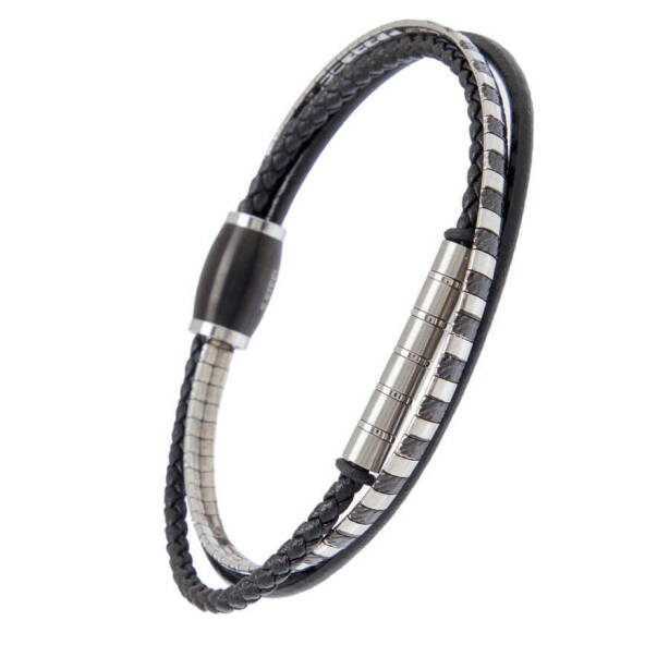 Siyah Deri Erkek Bileklik - E1BLK0410434-U0P - 2