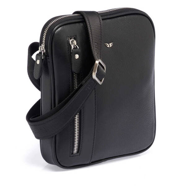 Siyah Deri Erkek Çapraz Askılı Çanta - S1AC00021472-A85 - 2