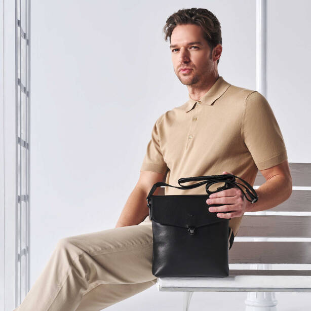 Siyah Deri Erkek Çapraz Askılı Çanta - S1AC00021516-A85 - Tergan