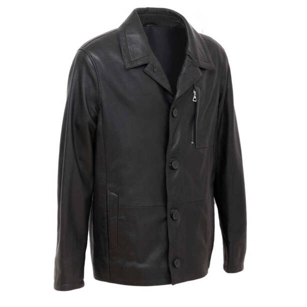 Siyah Deri Erkek Deri Mont - E22BDM310263-Q4O - 2