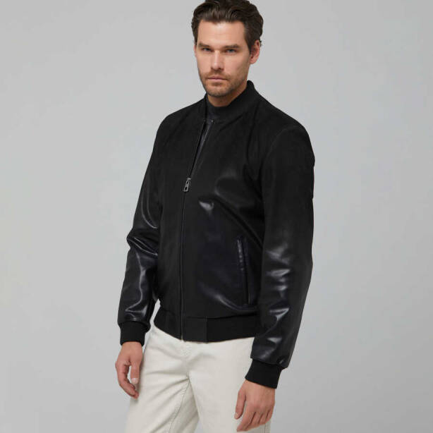 Siyah Deri Erkek Deri Mont - E22IDM310249-Q7I - 2