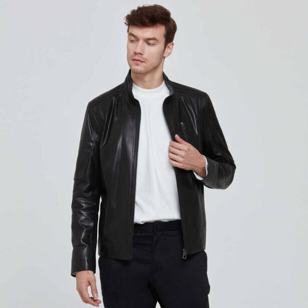 Siyah Deri Erkek Deri Mont - E22KDM310340-Q3H - 3