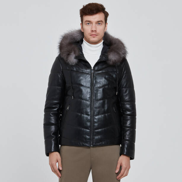 Siyah Deri Erkek Deri Mont - E23BDM310464-Q3H - 1