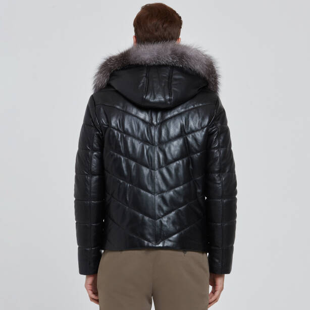 Siyah Deri Erkek Deri Mont - E23BDM310464-Q3H - 4