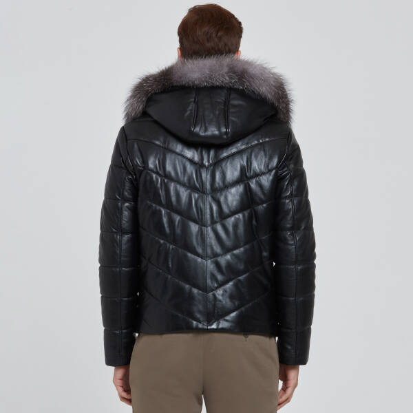 Siyah Deri Erkek Deri Mont - E23BDM310464-Q3H - 4