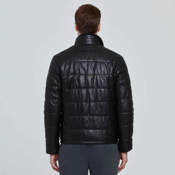 Siyah Deri Erkek Deri Mont - E23BDM310466-Q3H - 4