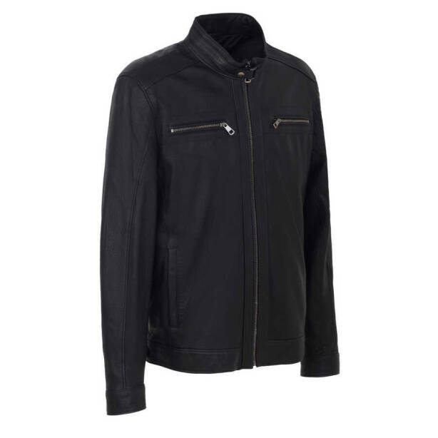 Siyah Deri Erkek Deri Mont - E23BDM310543-Q4O - 2