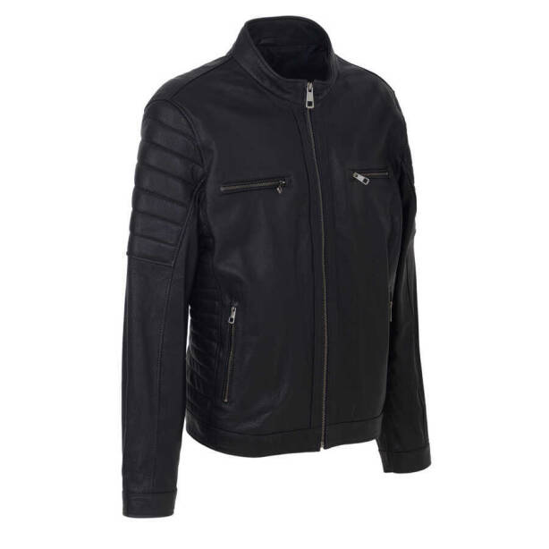 Siyah Deri Erkek Deri Mont - E23BDM310545-Q4O - 2