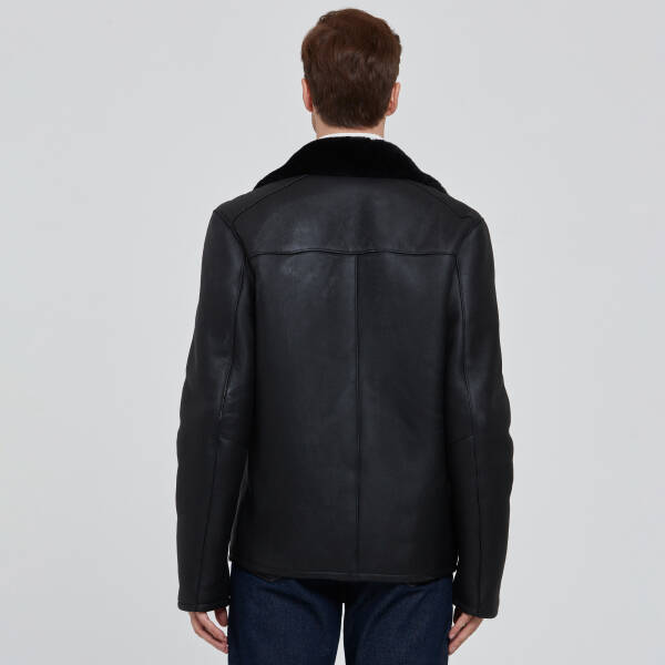 Siyah Deri Erkek Deri Mont - E23BKM310456-D51 - 4