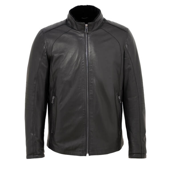 Siyah Deri Erkek Deri Mont - E23BKM310468-Q3H - 1