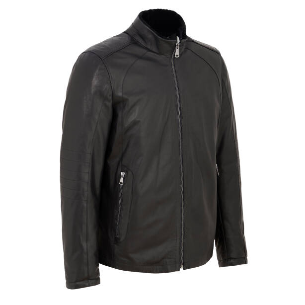 Siyah Deri Erkek Deri Mont - E23BKM310468-Q3H - 2