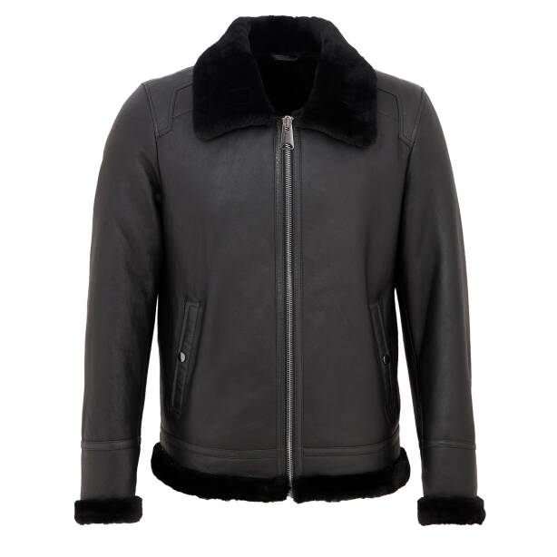 Siyah Deri Erkek Deri Mont - E23BKM310474-D51 - 1