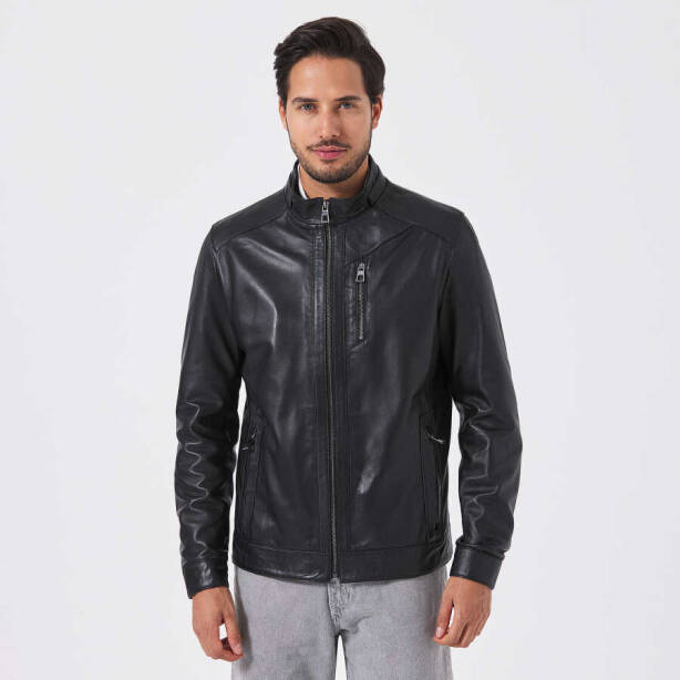 Siyah Deri Erkek Deri Mont - E23KDM310490-Q3H - 4