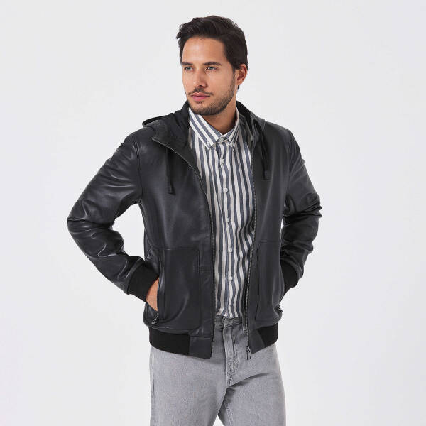 Siyah Hakiki Deri Erkek Deri Mont - E23KDM310502-Q3H - 3