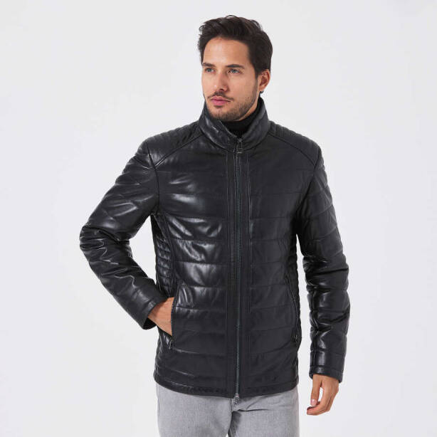 Siyah Deri Erkek Deri Mont - E23KDM310514-Q3H - 2