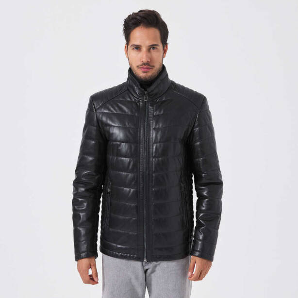 Siyah Deri Erkek Deri Mont - E23KDM310514-Q3H - 4