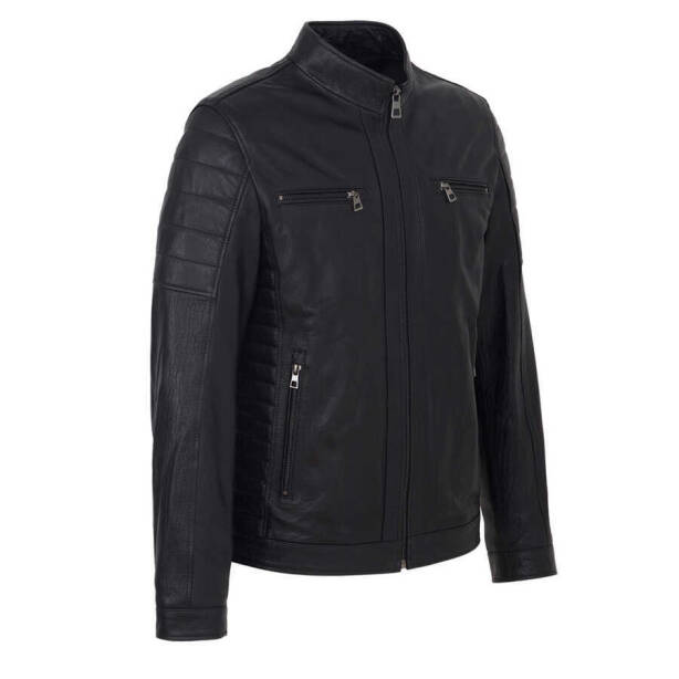 Siyah Deri Erkek Deri Mont - E23KDM310544-Q4O - 2