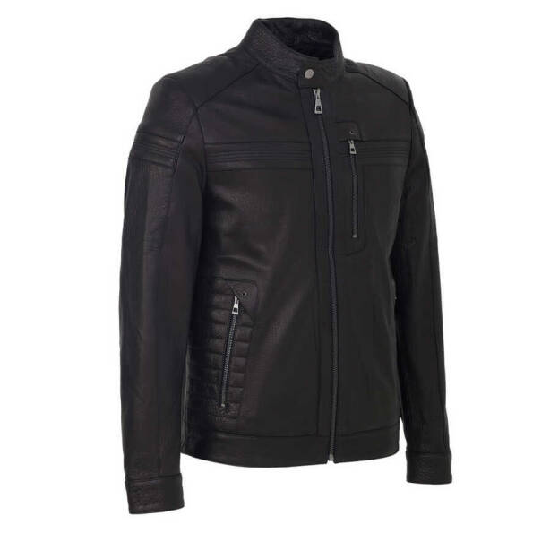 Siyah Hakiki Deri Erkek Deri Mont - E23KDM310546-Q4O - 2