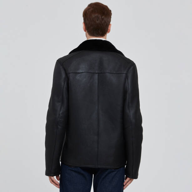 Siyah Deri Erkek Deri Mont - E23KKM310455-D51 - 4